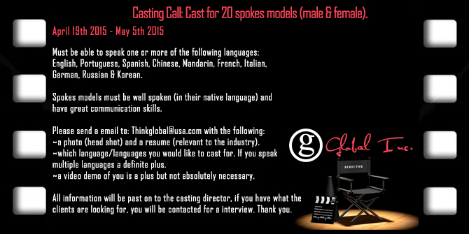 Talent Casting Call Seeking Male Female Spokes Models Actors Actresses Central South Florida