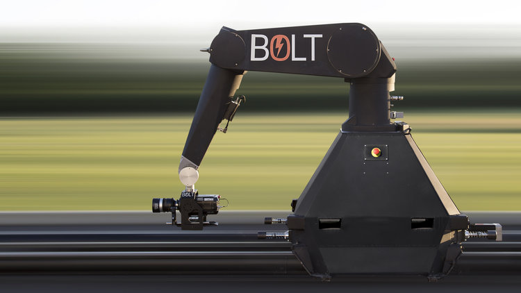 orange Delvis Forud type Bolt Motion Controlled High-Speed Cinebot Robotic Camera Arm Rental