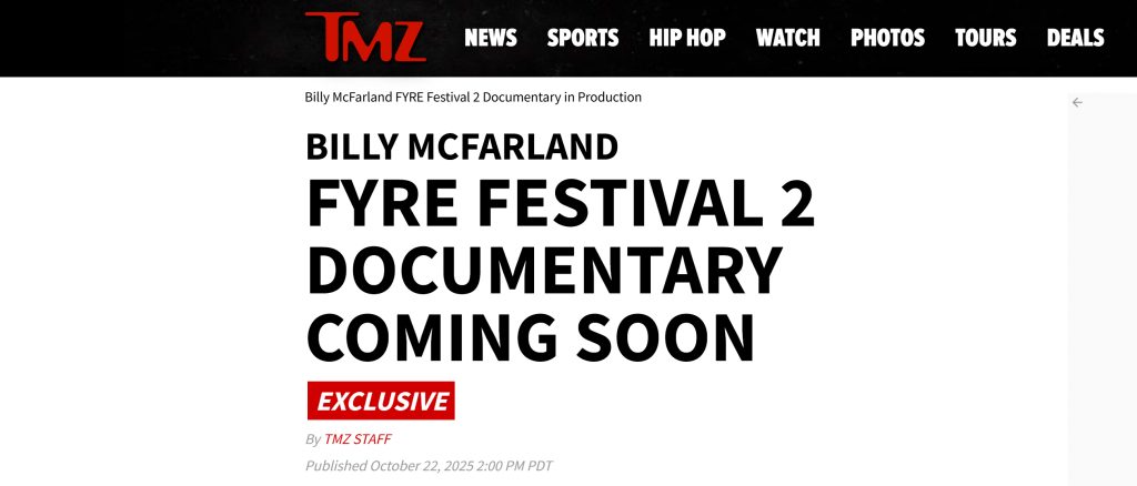 fyre fest 2, fyre festival documentary, billy mcfarland docuvumentary, fyre festival doc, fyre two, fyre 2, tmz